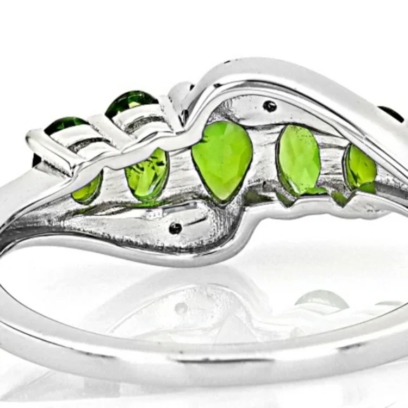 Genuine Chrome Diopside & Topaz Sterling Silver Ring Size 9.5! ✨️ - Picture 5 of 10
